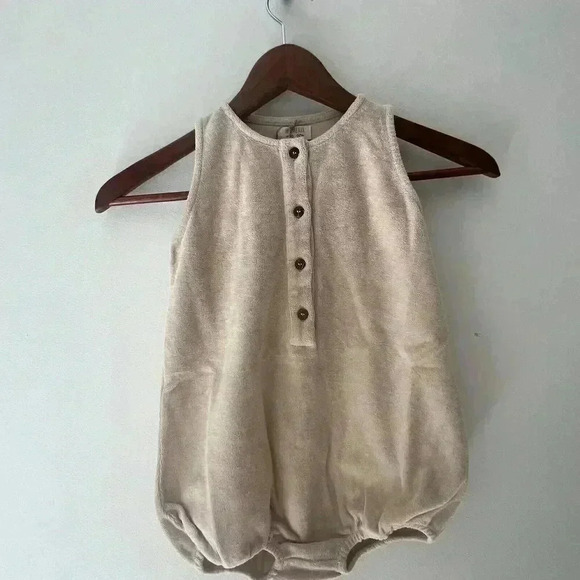 The Simple Folk Other - NWT The Simple Folk The Journey Romper Ecru 4/5y Organic Terry cloth